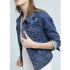 EUC Anthropologie Pilcro Embroidered Jean Jacket